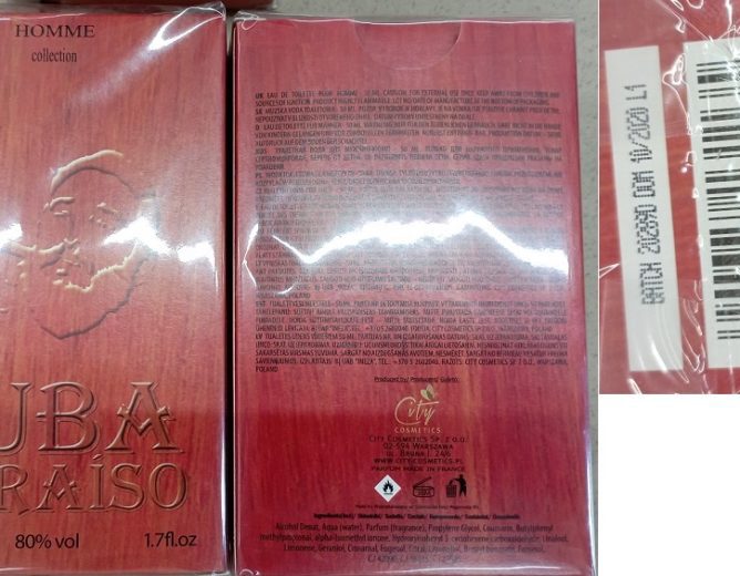 Nebezpečný výrobek: Toaletní voda CUBA PARAÍSO, HOMME collection, EAU DE TOILETTE