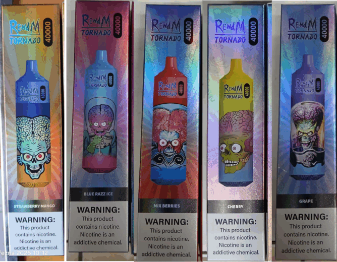 Nebezpečný výrobek: Jednorázové elektronické cigarety zn. REndM TORNADO 40 000 PUFFS, nicotine 5% (50 mg/ml), objem: 30 ml – 5 příchutí
