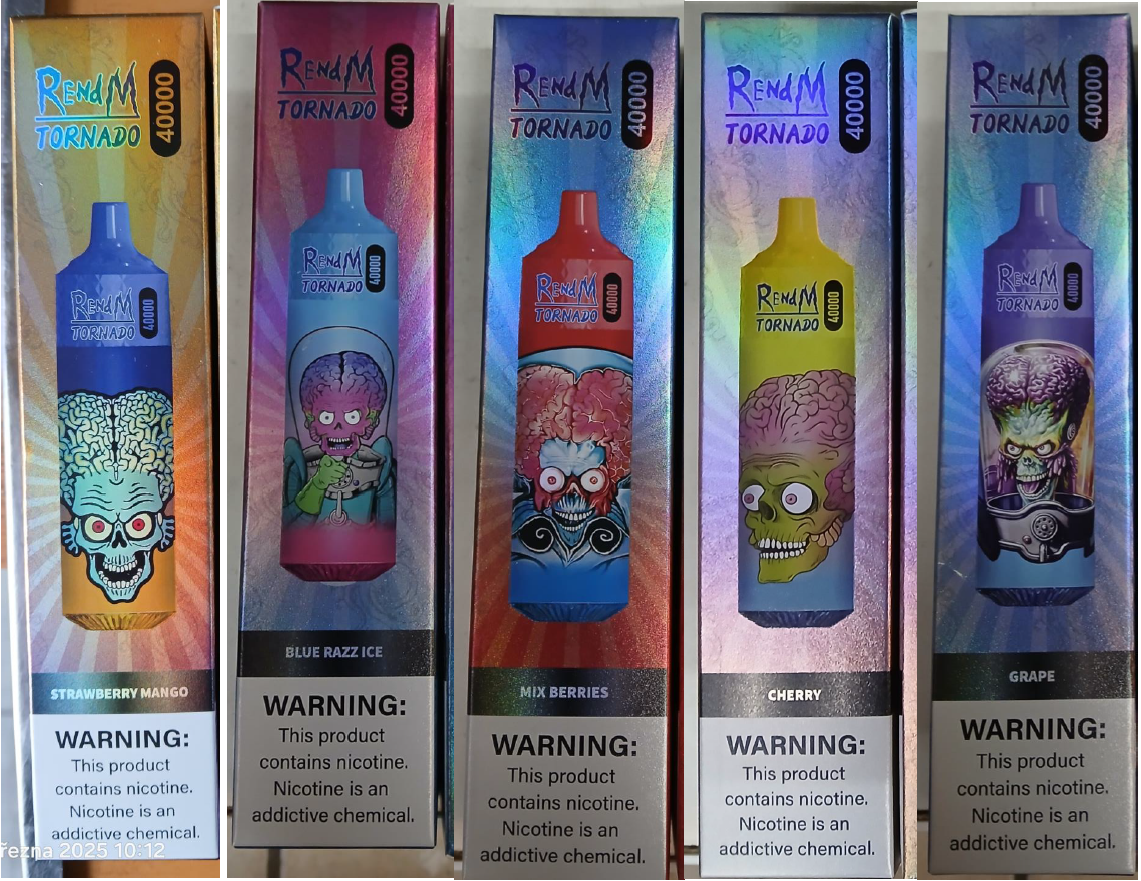 Jednorázové elektronické cigarety zn. REndM TORNADO 40 000 PUFFS, nicotine 5% (50 mg/ml), objem: 30 ml