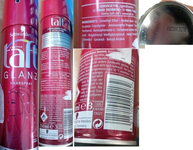 Nebezpečný výrobek – Schwarzkopf taft 3 WETER, DIAMANT-SCHIMMER. ULTRA STARK 4