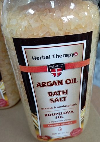 Nebezpečný výrobek: BATH SALT, ARGAN OIL, relaxing & soothing bath, KOUPELOVÁ SŮL s arganovým olejem
