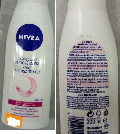 Nebezpečný výrobek: NIVEA, JEMNÉ ČISTÍCÍ PLEŤOVÉ MLÉKO