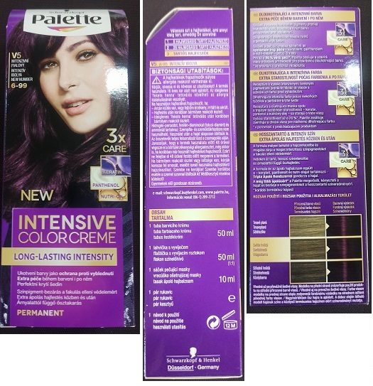 Nebezpečný výrobek: Barva na vlasy Schwarzkopf, Palette, INTENSIVE COLOR CREME, LONG-LASTING INTENSITY, V5 INTENZIVNÍ FIALOVÝ 6-99