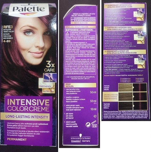 Nebezpečný výrobek: Barva na vlasy Schwarzkopf, Palette, INTENSIVE COLOR CREME, LONG-LASTING INTENSITY, RFE3 INTENZIVNÍ TMAVĚ FIALOVÝ 4-89