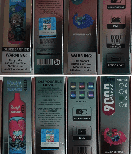 Nebezpečné výrobky: Jednorázové elektronické cigarety zn. RandM TORNADO 9000 NICOTINE 2 %, 18 ml