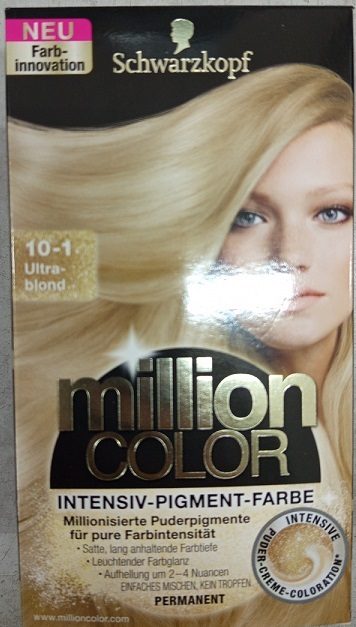 Nebezpečný výrobek: Schwarzkopf, INTENSIV-PIGMENT-FARBE, milion COLOR, 10-1 Ultra blond