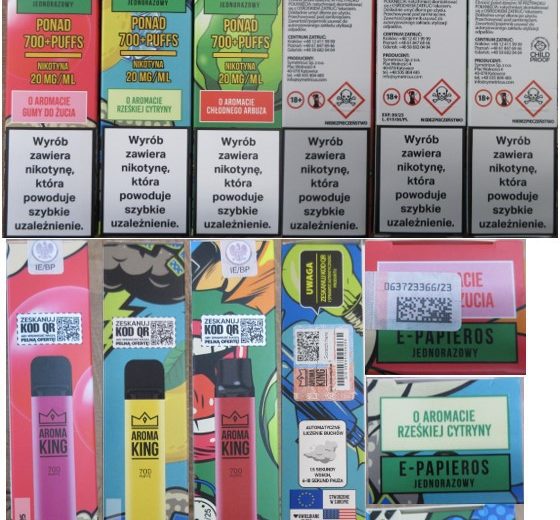 Jednorázové elektronické cigarety zn. AROMA KING SALT, PONAD 700+PUFFS, NIKOTYNA 20 mg/ml