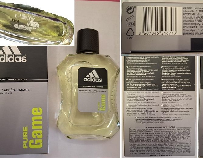 Nebezpečný výrobek: Voda po holení Adidas, AFTER-SHAVE, PURE Game