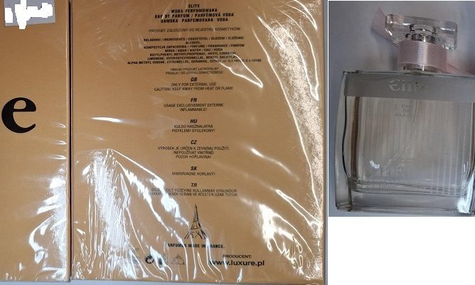 Nebezpečný výrobek: Elite, EAU DE PARFUM, LUXURE PARFUMES