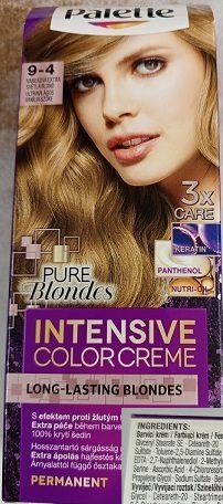 Nebezpečný výrobek: Schwarzkopf, Palette, INTENSIVE COLOR CREME, LONG-LASTING BLONDES, PURE Blondes, 9-4 VANILKOVÁ EXTRA SVĚTLÁ BLOND