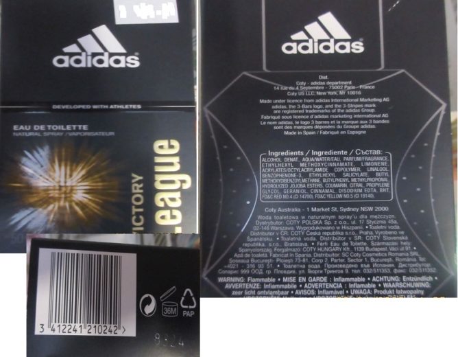 Nebezpečný výrobek: Adidas, VICTORY League, EAU DE TOILETTE