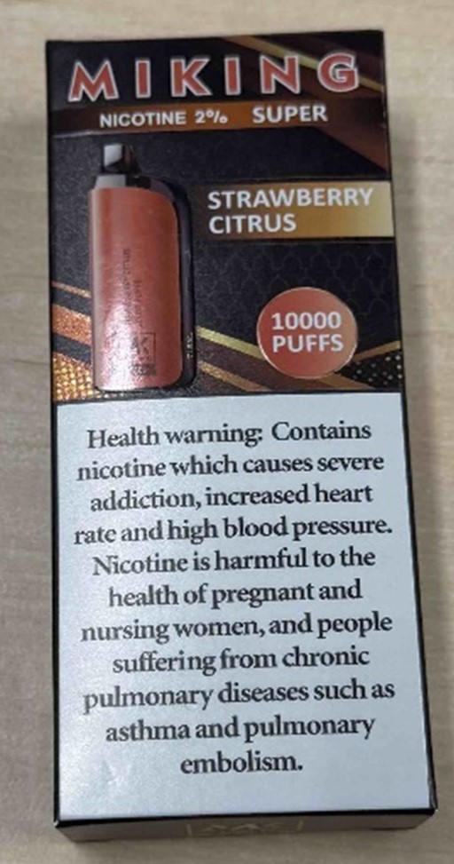 Jednorázová elektronická cigareta zn. MIKING SUPER, 10000 puffs, příchuť STRAWBERRY CITRUS