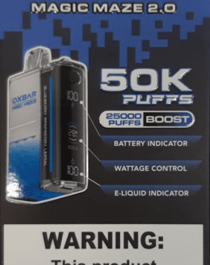Nebezpečný výrobek: Jednorázová elektronická cigareta zn. OXBAR MAGIC MAZE 2.0, 50K puffs (25000 puffs boost),Blueberry Raspberry Lemon, 28 ml, 50 mg/ml nikotinu