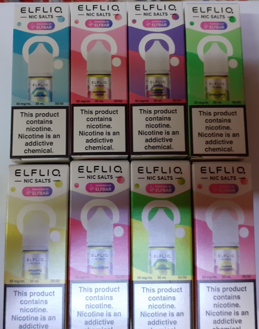 náhradní náplň do elektronické cigaretyELFLIQ nic salts, Powered by ELFBAR, e-liquid, různé příchutě