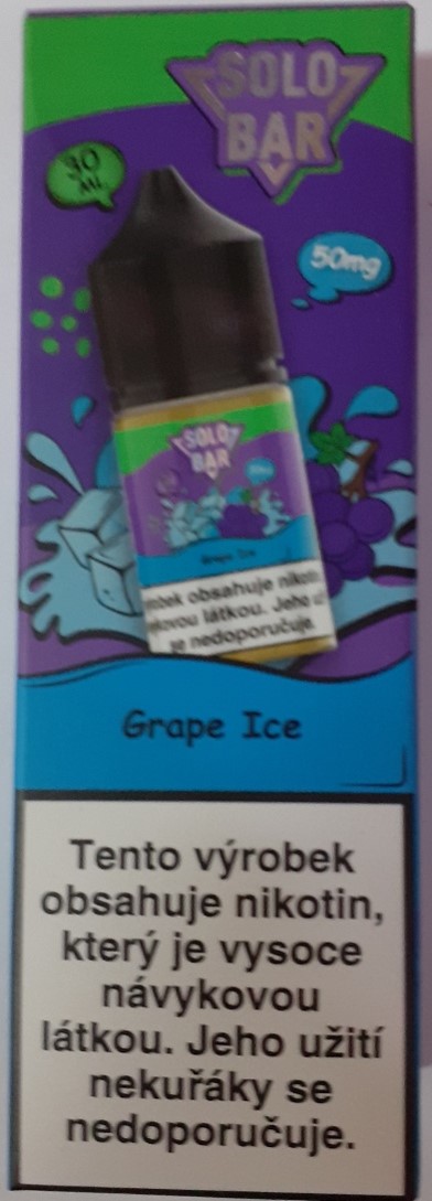 náplň do elektronické cigarety Solo Bar, Nic Salts, e-liquid – příchuť Grape ICE 50 mg/ml, 30 ml/Bottle, 50/50