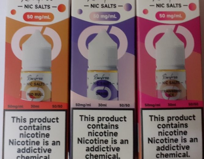 náhradní náplň do elektronické cigarety Runfree, nic salts, 50 mg/ml, e-liquid, různé příchutě50 mg/ml, 30 ml, 50/50