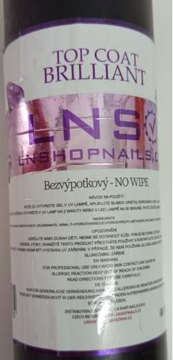 Nebezpečný výrobek: TOP COAT BRILLIANT – NO WIPE, MEDIUM, LNS, LNSHOPNAILS.CZ