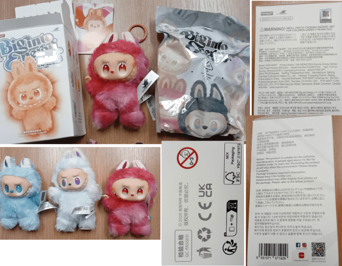 Nebezpečný výrobek: PADĚLEK: hračka/figurka typy LABUBU, THE MONSTERS, Big into Energy