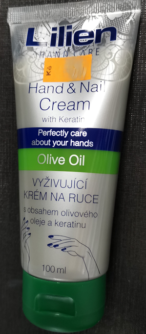 Nebezpečný výrobek: Lilien, HAND CARE, Hand & Nail Cream, Olive Oil, VYŽIVUJÍCÍ KRÉM NA RUCE
