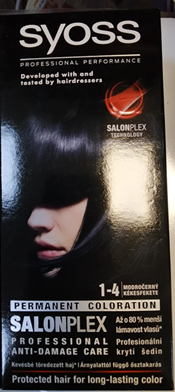 Nebezpečný výrobek: SyOSS, PROFESSIONAL PERFORMANCE, PERMANENT COLORATION, SALONPLEX, 1-4 MODROČERNÝ