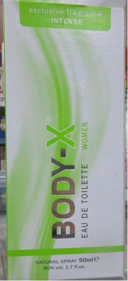 Nebezpečný výrobek: BODY-X®, EAU DE TOILETTE WOMEN, exclusive fragrance, INTENSE, NATURAL SPRAY