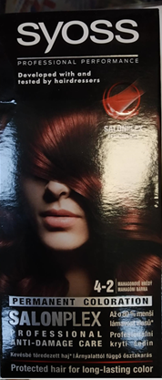 Nebezpečný výrobek: SyOSS, PROFESSIONAL PERFORMANCE, PERMANENT COLORATION, SALONPLEX, 4-2 MAHAGONOVĚ HNĚDÝ