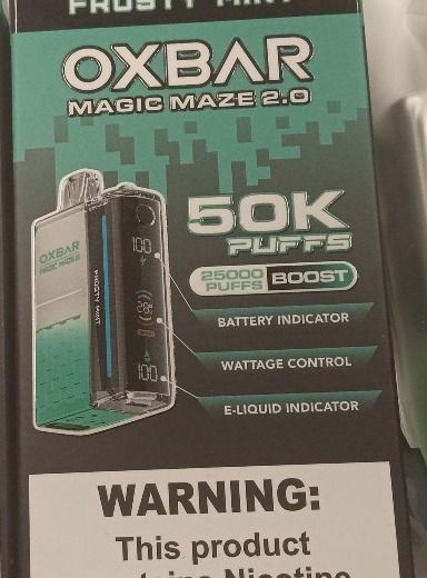 Jednorázová elektronická cigaretazn. OXBAR MAGIC MAZE 2.0, 50K PUFFS (25000 puffs boost), FROSTY MINT, 28 ml, 50 mg/ml nikotinu