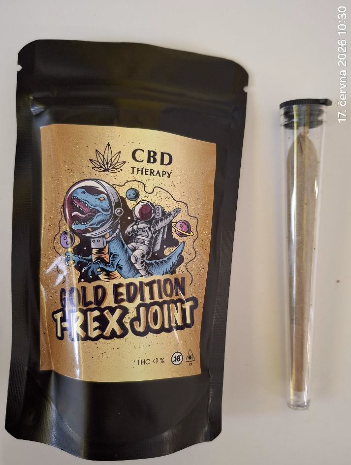 Bylinný výrobek určený ke kouření zn. CBD THERAPY GOLD EDITION T-REX JOINT