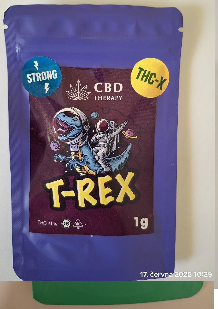 Bylinný výrobek určený ke kouření zn. CBD THERAPY T-REX THC-X, STRONG, 1 g