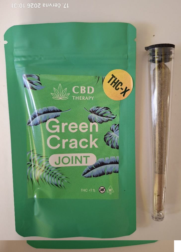 Bylinný výrobek určený ke kouření zn. CBD THERAPY Green Crack JOINT THC-X