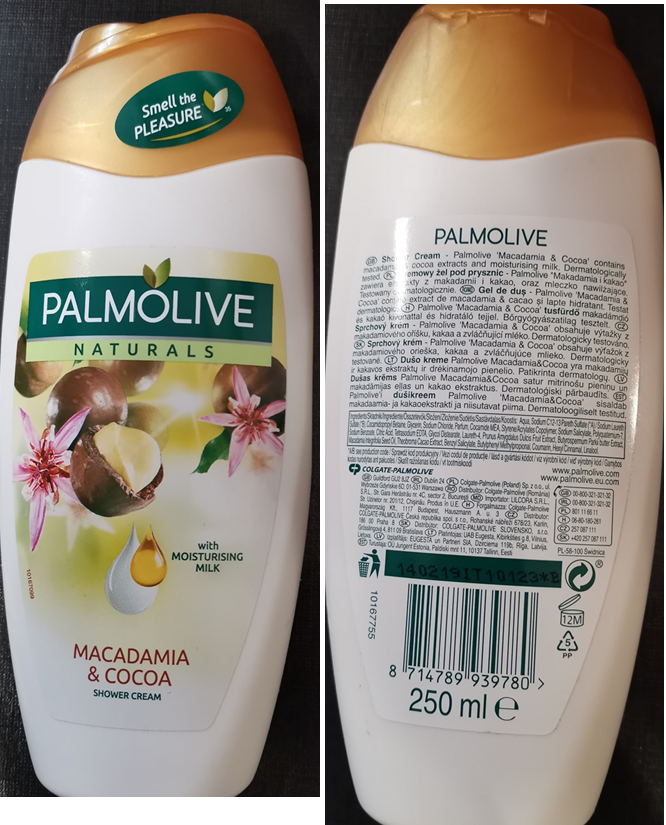 Jedná se o sprchový krém v ergonomicky tvarované plastové nádobce bílé barvy s bronzovým plastovým uzávěrem typu flip-top, o obsahu 250 ml.