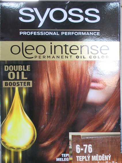 SyOSS, PROFESSIONAL PERFORMANCE, oleo intense, PERMANENT OIL COLOR, DOUBLE OIL BOOSTER, TEPLÝ MĚDĚNÝ 6-76