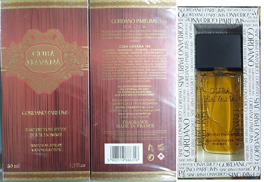 Nebezpečný výrobek – CUBA HAVANA, GORDANO PARFUMS