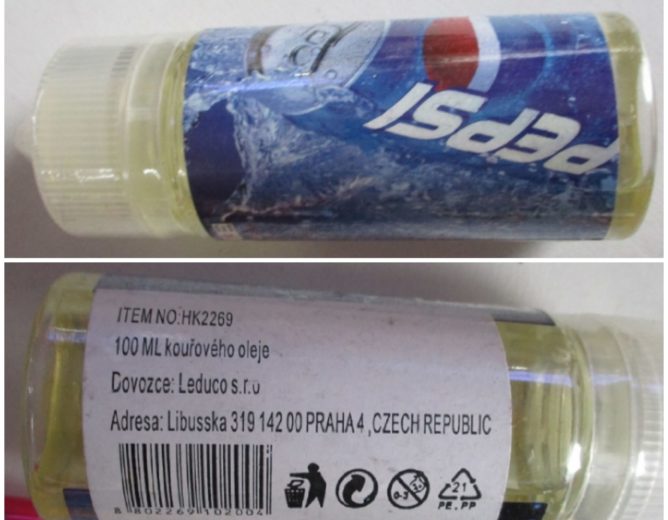 Nebezpečný výrobek – náplň do elektronické cigarety PEPSI